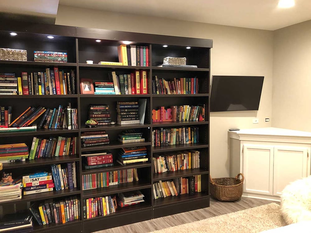 Library built inside a Fulton Basement 